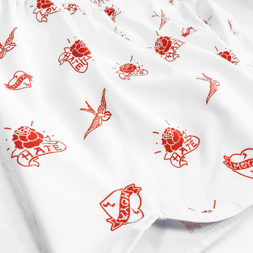 LOVE X HATE WHITE TRAINING SHORTS
